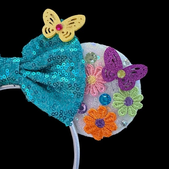Women’s Disney Inspired Handmade Sequin Butterfly Floral Minnie Ears - NWOT - Picture 2 of 4